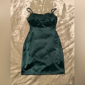 Elegant Emerald Green Satin Dress